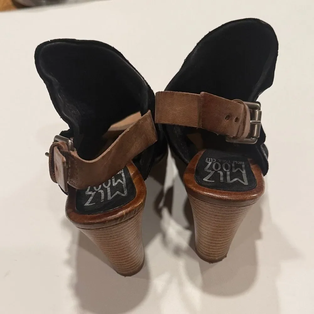 Miz Mooz Black Peep-Toe Sandals